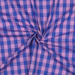 Tissu Coton fil teint Stella Rayures Bleu sur fond Rose pâle