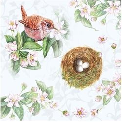 Lot de 4 serviettes en papier découpage collage 33 cm OISEAU NID OEUF O 115