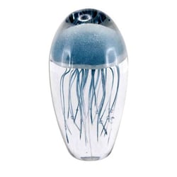 Presse papier sulfure méduse bleue en verre 12 cm