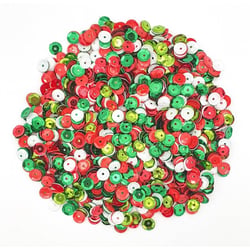 MégaCréa DIY - Sequins de Noël rouge vert blanc 0,6 cm 100 g
