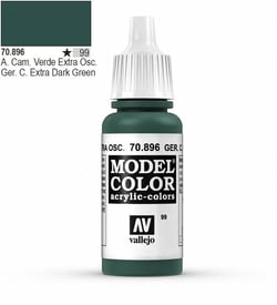 Flacon 17 ml - Peinture acrylique Vallejo Model Color pour maquette - Vert foncé allemand 70.896 - Extra-fine - Mate