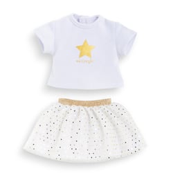 Ensemble Jupe & T Shirt Ivoire et Or pour poupée ma Corolle