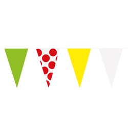 Guirlande fanions - vert, jaune, blanc, blanc à pois - 10m