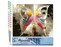 Peinture par Numéro Figured'Art - Papillon Abstrait Coloré - Kit de Loisir Créatif DIY Numéro d'Art Complet - 40x50cm sans châssis en bois