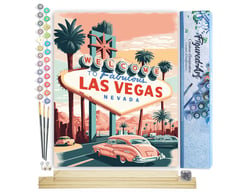 Peinture par Numéro Figured'Art - Affiche Vintage Las Vegas - Kit de Loisir Créatif DIY Numéro d'Art Complet - 40x50cm toile roulée + châssis en bois à monter