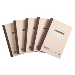 Lot de 5 manifolds - papier autocopiant - quadrillés 5x5 - petits carreaux - duplicata - 50 feuilles - format 14,8 x 10,5 cm - couverture vernie - Avoine - x 20 - Le Dauphin