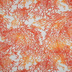 Tissu Toile Savoie enduit orange Calédonie sur fond Blanc cassé - Au mètre