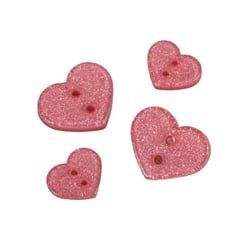 Bouton coeur pailleté rose