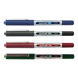 Lot de 4 stylos roller - Uni Ball EYE - Pointe fine 0,5mm - Bleu, noir, rouge et vert