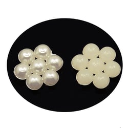 50 perles cabochon forme fleur acrylique beige nacré 9 mm - création diy