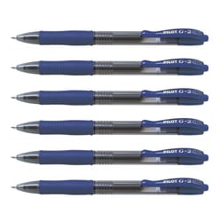 Lot de 6 Stylos roller à encre gel G-2 pointe large 1 mm bleu