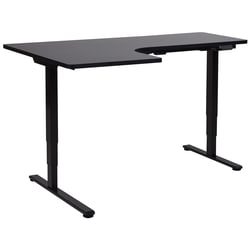 Bureau d'Angle à Gauche Noir en Acier 160 x 59 cm Forme en L Réglable Electriquement Style Moderne