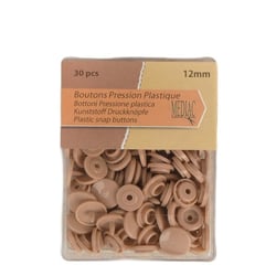 Lot de 30 boutons pression 100% plastique Camel 12mm