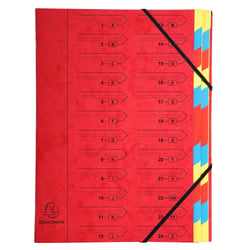 Trieur agrafé avec élastiques 24 compartiments - Rouge - x 8 - Exacompta