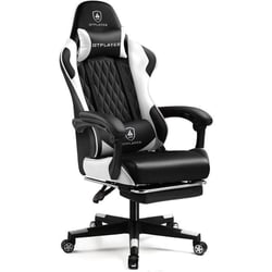 Chaise gaming - GTPLAYER - Ergonomique avec repose-pied télescopique - Noir/blanc