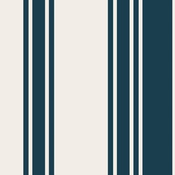 Tissu Toile Savoie enduit bleu marine Atlantica sur fond Blanc cassé - Au mètre