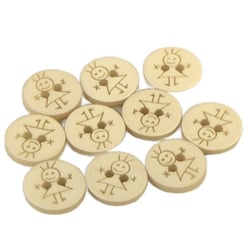 Lot de 6 boutons 2 trous fille 15mm Beige Pierre