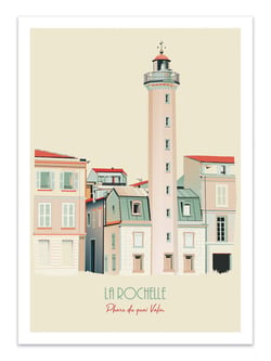 Affiche 30 x 40 cm - La Rochelle - Phare du quai Valin - Artmoric