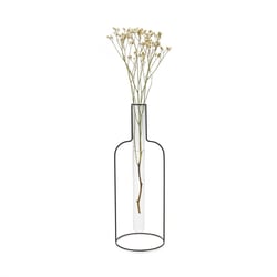 Vase Bouteille Silhouette XL – Balvi | Vase décoratif métal & verre noir 34 cm