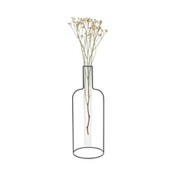 Vase Bouteille Silhouette XL – Balvi | Vase décoratif métal & verre noir 34 cm