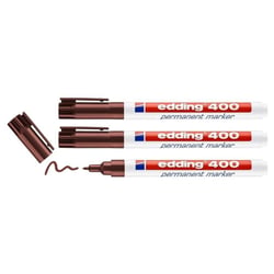 Lot de 3 marqueurs permanents pointe fine - EDDING - Marron - 400