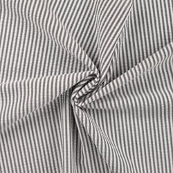Tissu Popeline de Coton Seersucker Rayé Noir