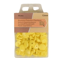 Lot de 30 boutons pression 100% plastique Jaune 12mm