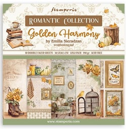 Pochette de 10 feuilles recto verso Stamperia Golden Harmony