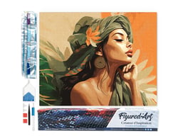 Diamond Painting Broderie Diamant Figured’Art 40x50cm toile entière roulée avec diamants carrés - Femme au turban africain