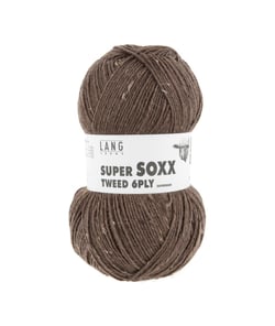 Pelote à tricoter SUPER SOXX TWEED 6 fils - 150 Gr - Lang Yarns : La laine robuste, chaude et élégante 0068 Marron