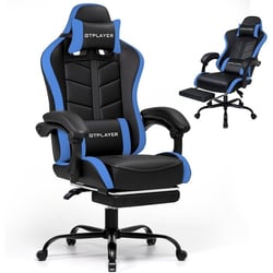 Fauteuil gaming ergonomique - GTPLAYER - avec repose-pieds - Noir/bleu