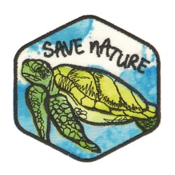Ecusson thermocollant sauvez la nature tortue 5.5x5.5cm
