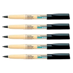 Lot de 5 marqueurs textiles permanents pointe conique fine 0,7 mm - PENTEL - Noir