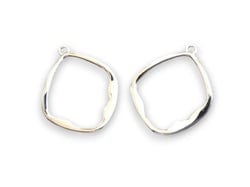 2 Breloques forme irrégulière 27*21mm argent platine