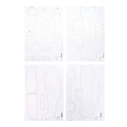 Panneaux contreplaqué av.modèl.Véhicules, nature, 300x200x4mm, 4 panneaux, sachet 1kit