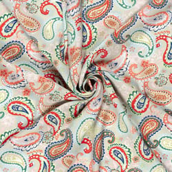Tissu Popeline de Bambou Paisley vita sur fond Vert menthe