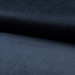 Tissu Velours côtelé lavé uni Bleu marine - Au mètre