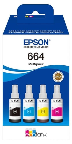 Cartouche d'encre Epson - Multipack 664 EcoTank - Noir, cyan, magenta, jaune