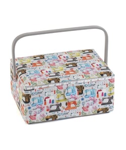 Coffret à couture motif machine à coudre - 23.5x32x16.5 cm - Distrifil Multicolore