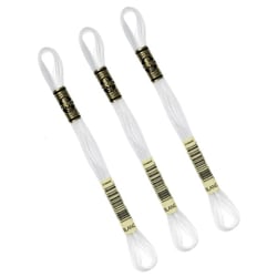 Lot de 3 échevettes 8m DMC Fil à broder mouliné 117 100% coton blanc