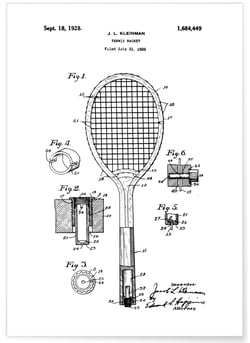 Affiche Brevet raquette tennis | A3 : 29,7x42cm