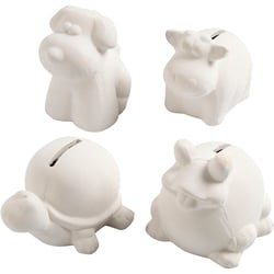 Tirelire, H : 7-10 cm, blanc, 4 pièces/ 1 Pq.