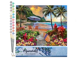 Peinture par Numéro Figured'Art - Sous les cocotiers - Kit de Loisir Créatif DIY Numéro d'Art Complet - 40x50cm sans châssis en bois