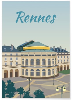 Affiche ville Rennes 2 | A3 : 29,7x42cm