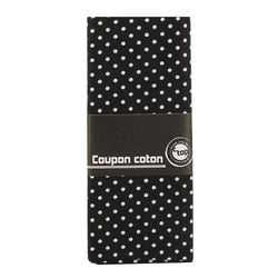 Coupon de tissu - Coton - Pois blancs Fond noir - 55 x 45,5 cm