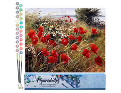 Peinture par Numéro Figured'Art - Fleurs champêtres - Kit de Loisir Créatif DIY Numéro d'Art Complet - 40x50cm sans châssis en bois