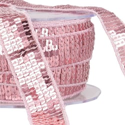 Bobine galon paillettes 14,5m rose clair