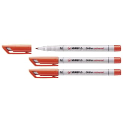 Lot de 3 feutres pour transparents - STABILO OHPen - Encre soluble - Pointe médium - Rouge