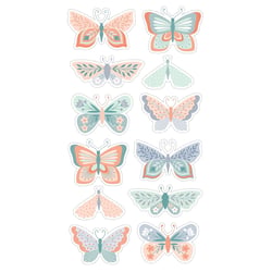 Stickers 3D papillons pastel