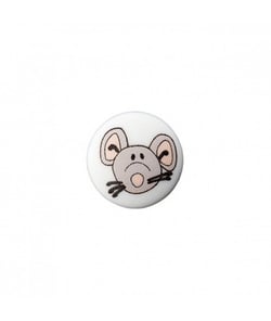 Carte de 3 boutons Souris à queue 12mm - Union Knopf Blanc